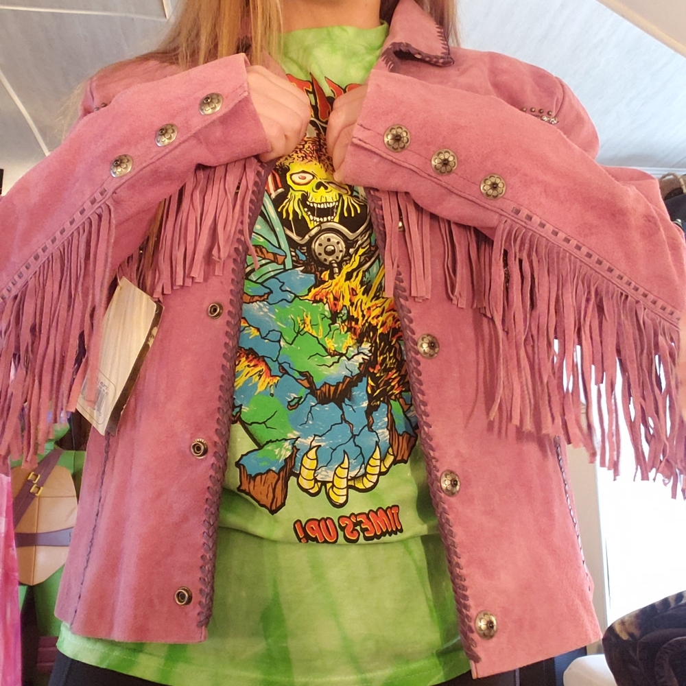 Scully PURPLE Suede Fringe Jacket - Picture 2 of 10